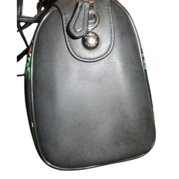 Coach Black Floral Leather Rowan Crossbody Boston Bag Satchel Crossbody with COA - Picture 3 of 13